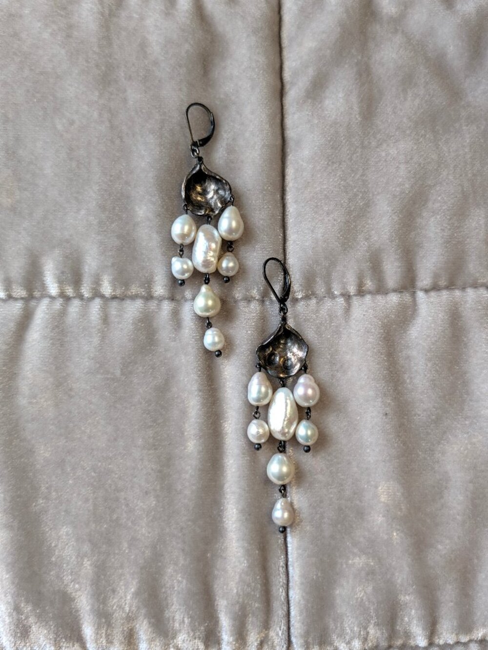 Ecclesia Jewelry "Divers" Sterling Silver & Freshwater Pearls Earrings